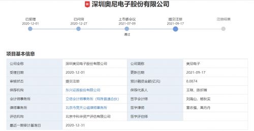 再进一步 奥尼电子IPO提交注册，深耕计算机软硬件的智能音视频领航者